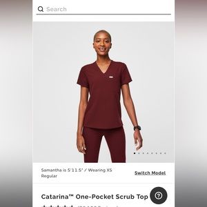 Figs Burgundy One pocket scrub top